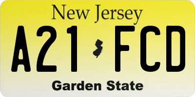 NJ license plate A21FCD