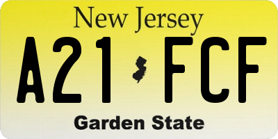 NJ license plate A21FCF