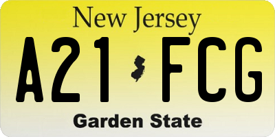 NJ license plate A21FCG