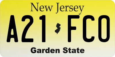 NJ license plate A21FCO