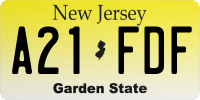 NJ license plate A21FDF