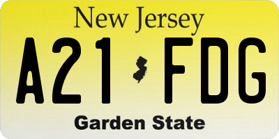 NJ license plate A21FDG