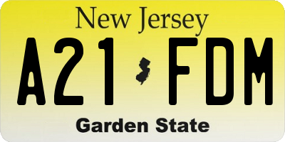 NJ license plate A21FDM