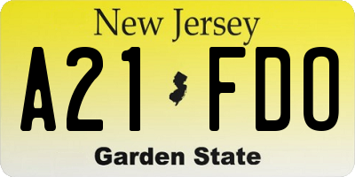 NJ license plate A21FDO