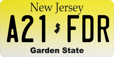 NJ license plate A21FDR