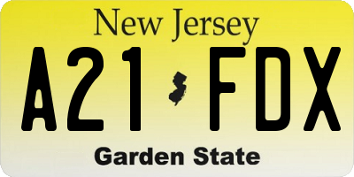 NJ license plate A21FDX