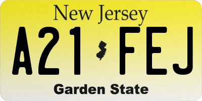 NJ license plate A21FEJ
