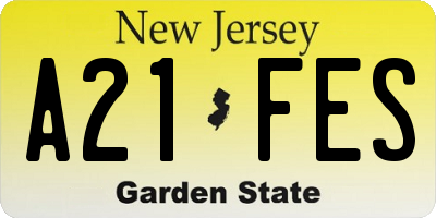 NJ license plate A21FES
