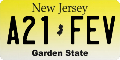 NJ license plate A21FEV