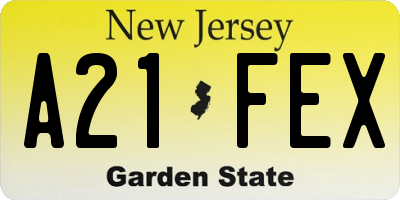 NJ license plate A21FEX
