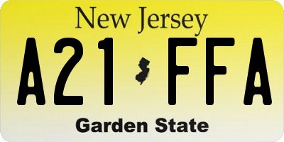 NJ license plate A21FFA