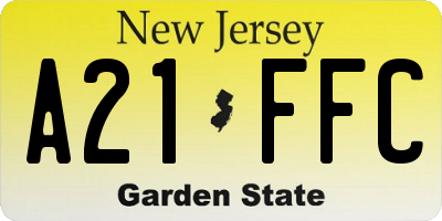 NJ license plate A21FFC
