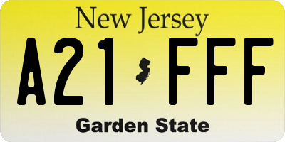NJ license plate A21FFF