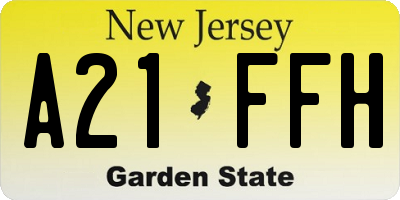 NJ license plate A21FFH