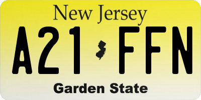 NJ license plate A21FFN