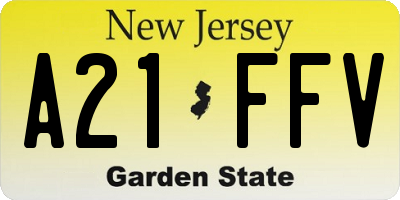 NJ license plate A21FFV