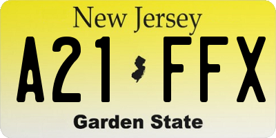 NJ license plate A21FFX