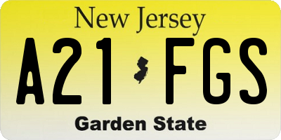 NJ license plate A21FGS