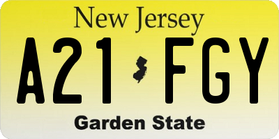 NJ license plate A21FGY
