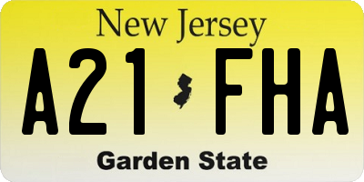 NJ license plate A21FHA
