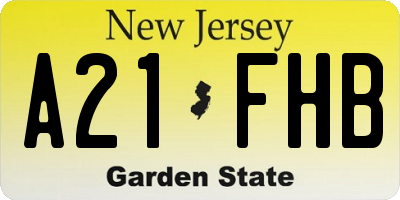 NJ license plate A21FHB
