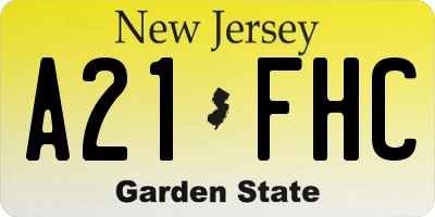 NJ license plate A21FHC