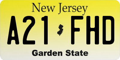NJ license plate A21FHD