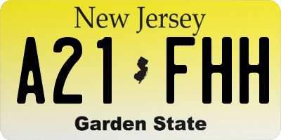 NJ license plate A21FHH