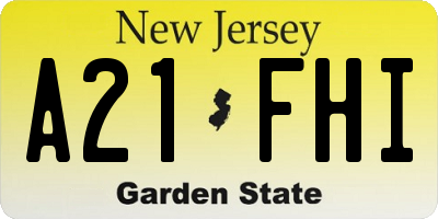 NJ license plate A21FHI