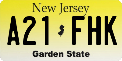 NJ license plate A21FHK