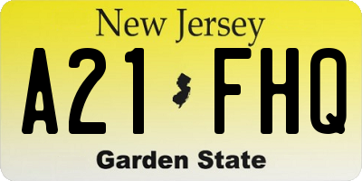 NJ license plate A21FHQ