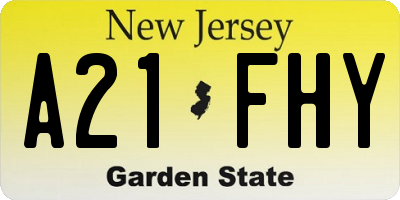 NJ license plate A21FHY
