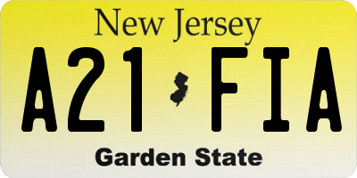 NJ license plate A21FIA