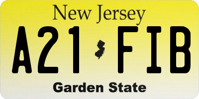 NJ license plate A21FIB