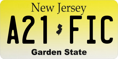 NJ license plate A21FIC