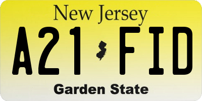 NJ license plate A21FID