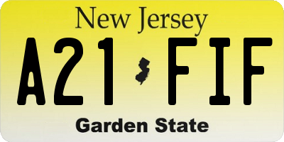NJ license plate A21FIF