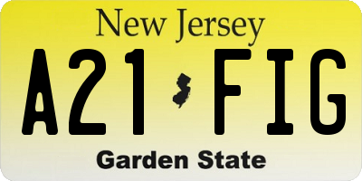 NJ license plate A21FIG