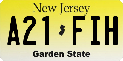 NJ license plate A21FIH