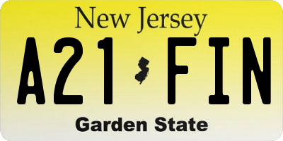 NJ license plate A21FIN