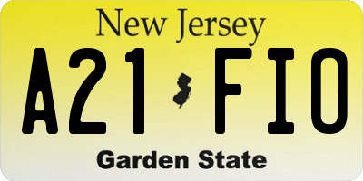 NJ license plate A21FIO