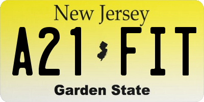NJ license plate A21FIT