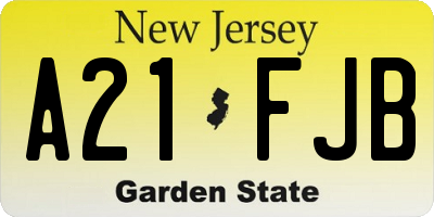 NJ license plate A21FJB