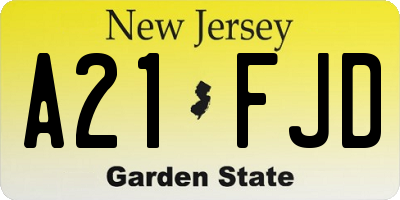 NJ license plate A21FJD