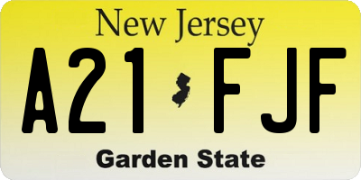 NJ license plate A21FJF