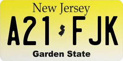 NJ license plate A21FJK