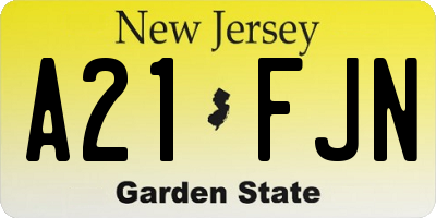 NJ license plate A21FJN