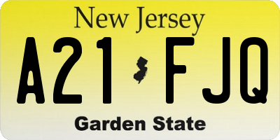 NJ license plate A21FJQ