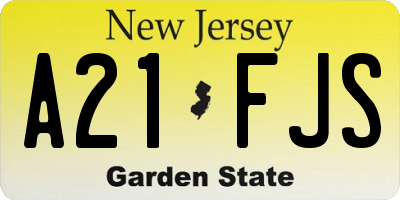 NJ license plate A21FJS