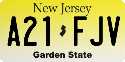 NJ license plate A21FJV